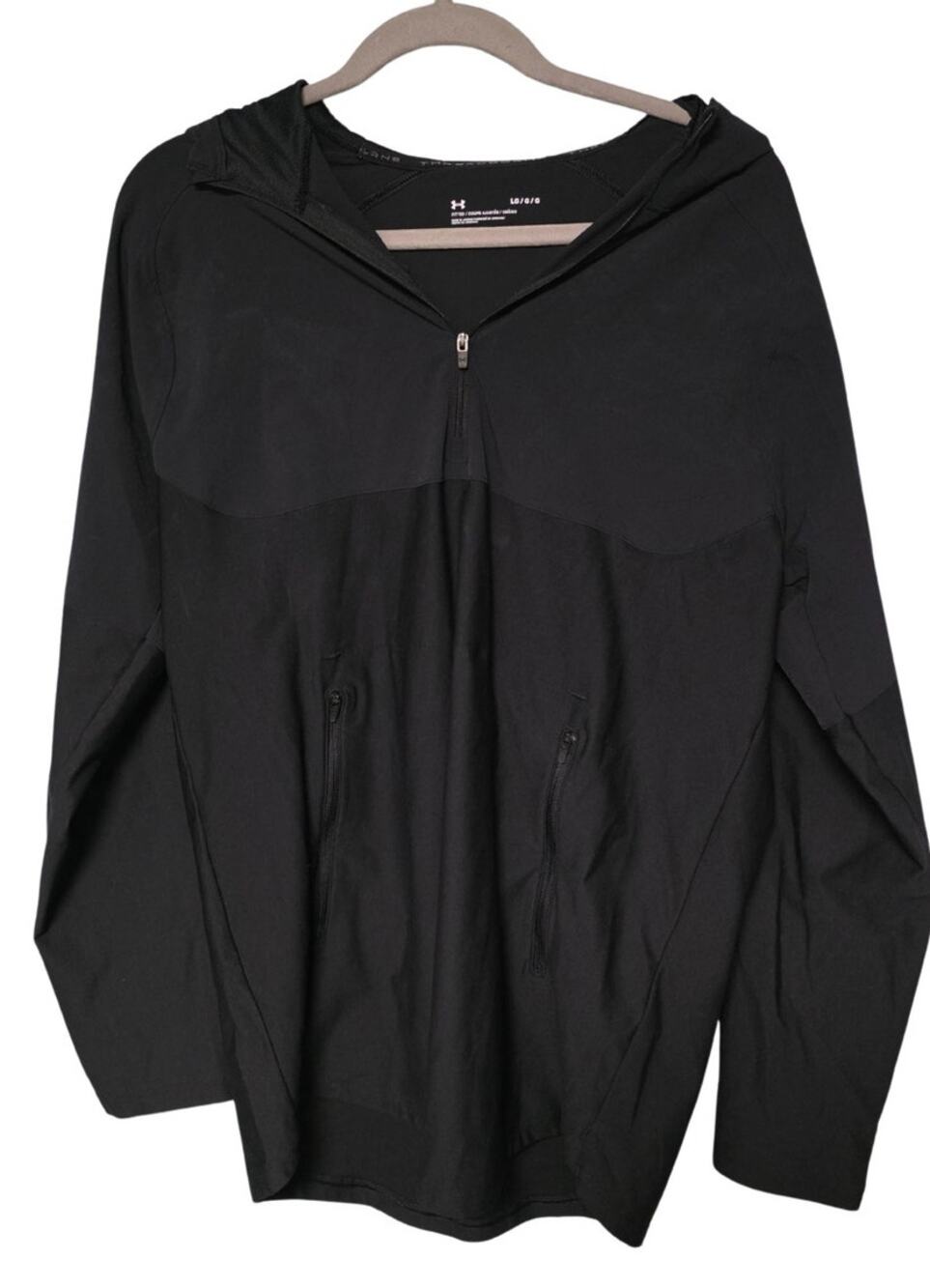 New Balance Quarter Zip Hoodie L Black Sporty, Lightweight Athleisure Runner
